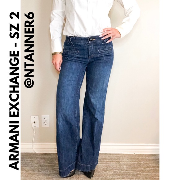 ARMANI EXCHANGE BELL BOTTOM JEANS - SZ 2 - Picture 1 of 4